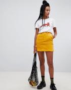 Monki Cord Mini Skirt In Yellow - Yellow