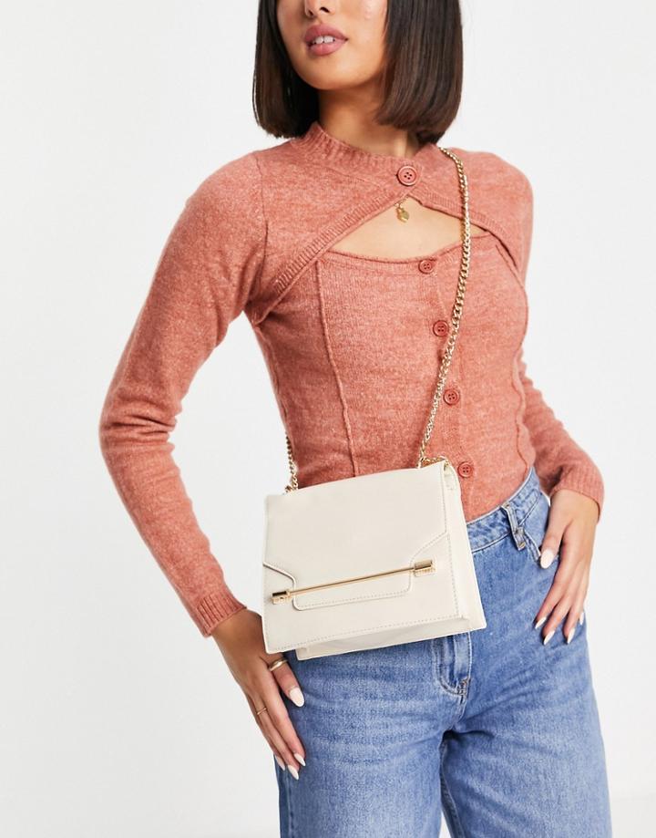 French Connection Crossbody With Bar Detail Bag In Stone-neutral