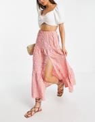Vero Moda Textured Midi Skirt In Pink Leopard Print - Part Of A Set