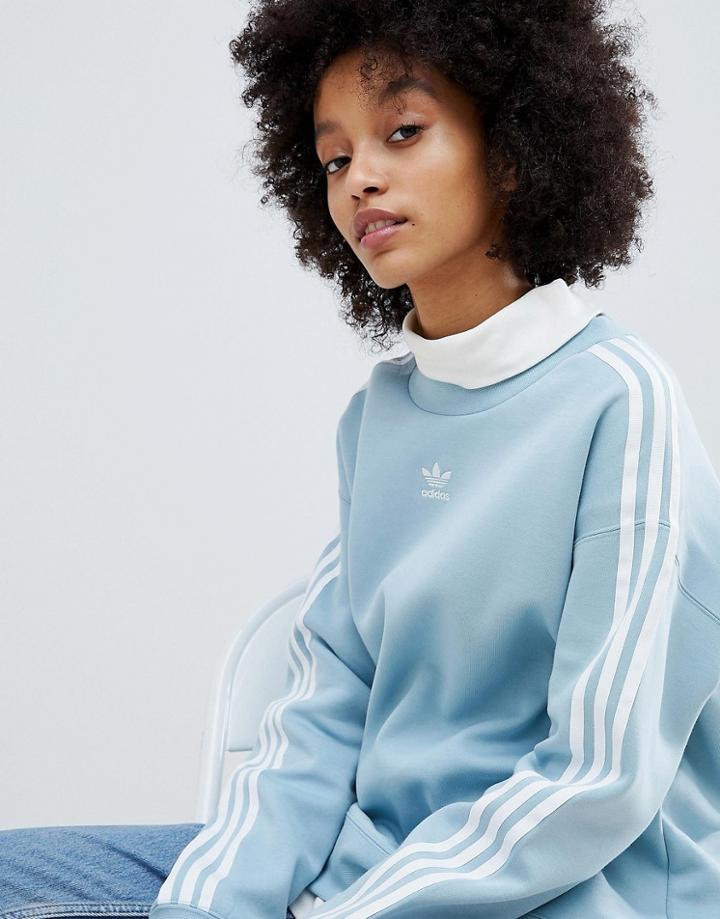 Adidas Originals Adicolor Three Stripe Sweatshirt In Blue - Blue