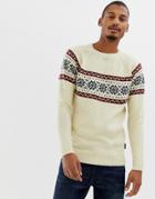 D-struct Fair Isle Raglan Sweater - White