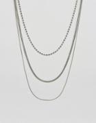 Asos Mixed Chain Multirow Necklace - Silver
