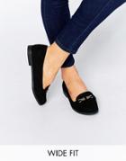New Look Wide Fit Buckle Flat Shoes - Black
