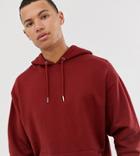 Asos Design Tall Oversized Hoodie In Burgundy-red