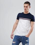 Asos Design T-shirt With Contrast Taping And Panel In White - White