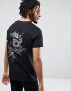 Brave Soul Back Embroidered Dragon T-shirt - Black