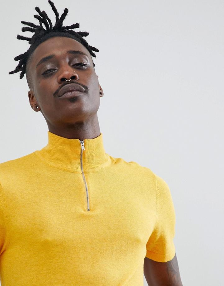 Asos Design Knitted T-shirt In Mustard - Yellow