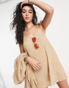 Topshop Crinkle Check Beach Mini Dress In Multi