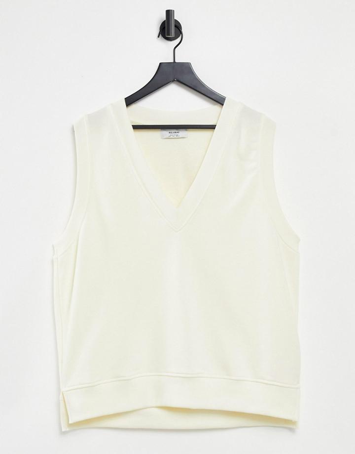 Pull & Bear Jersey Vest In Sand-brown