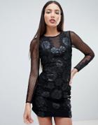 Forever Unique Floral Lace Bodycon Dress - Black