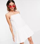 Collusion Pleated Hem Cami Mini Sundress In White