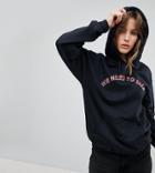 Adolescent Clothing Oversized Hoodie With We Need To Talk Print - Black