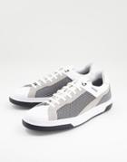 Hugo Switon Leather Mix Sneakers In Gray/ White-grey