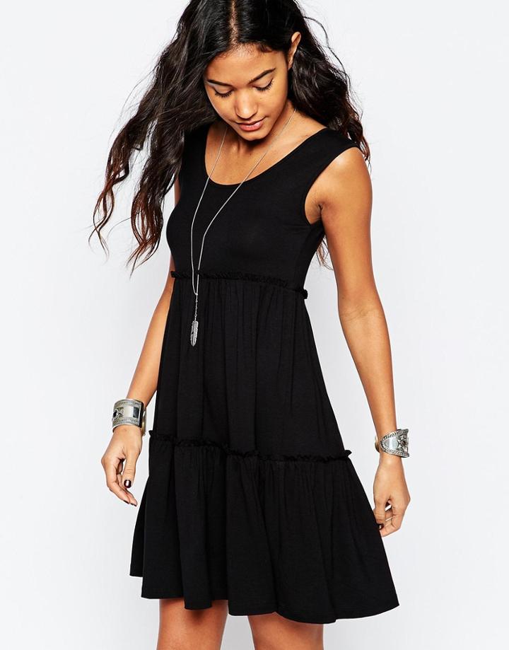 Asos Tiered Swing Dress - Black