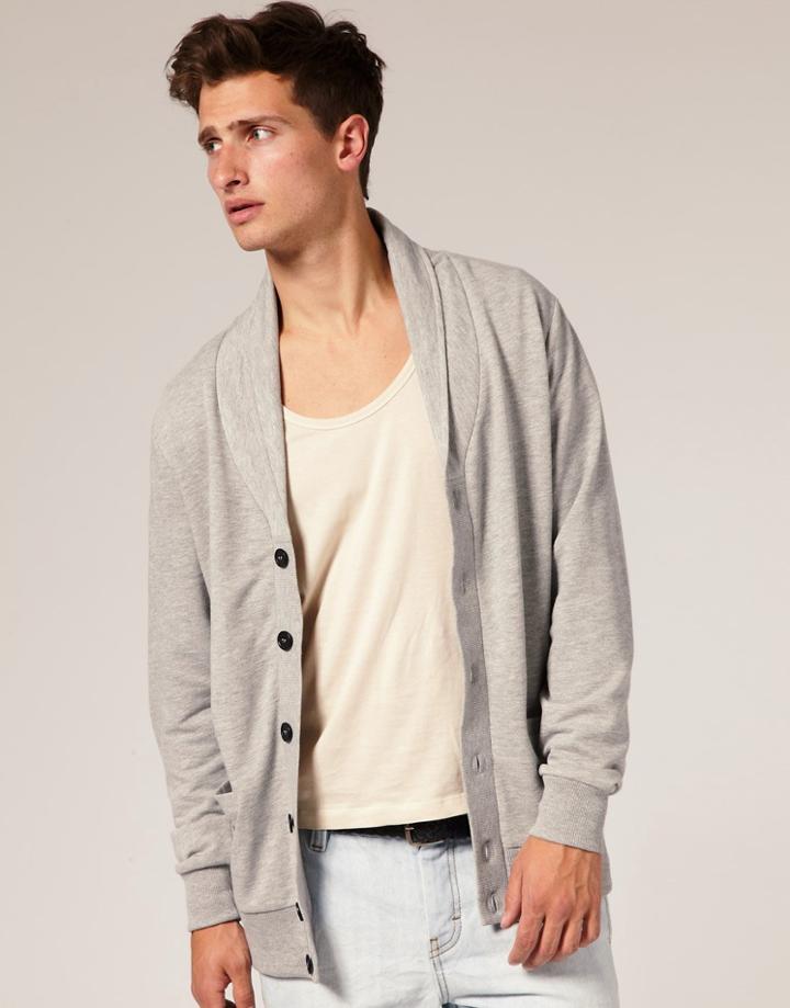 Asos Shawl Collar Cardigan - Gray