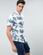 Produkt Short Sleeved Shirt In All Over Floral Print - White
