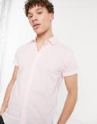 Asos Design Stretch Slim Fit Shirt With In Pink