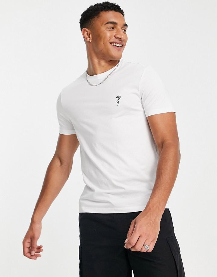 New Look T-shirt With Rose Embroidery In White