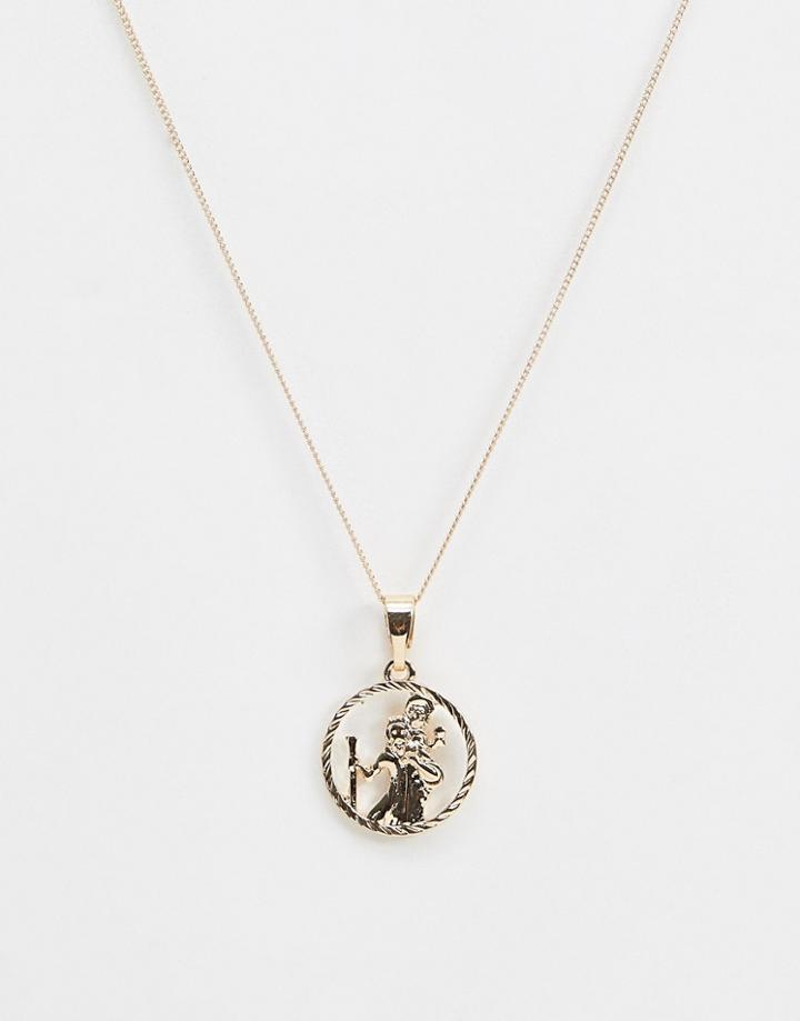 Chained & Able St Christopher Necklace In Gold