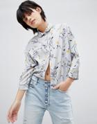 Paisie Floral Blouse With Round Collar And Dip Hem - Multi