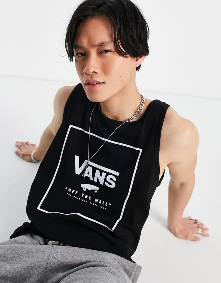 Vans Box Logo Chest Print Tank Top In Black