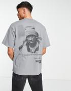 Pull & Bear 2pacalypse Now Back Print T-shirt In Gray