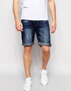 Pull & Bear Denim Shorts In Dark Blue - Dark Blue