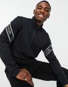 Calvin Klein Performance Logo Taping Half Zip Sweatshirt In Black