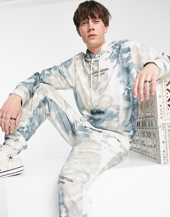 Sixth June Regular Fit Limited Edition Tie Dye Hoodie In Beige - Part Of A Set-neutral
