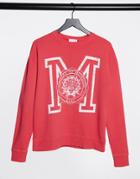 Topshop Collegiate Sweatshirt In Washed Red