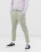 Asos Design Tapered Cropped Chinos In Beige