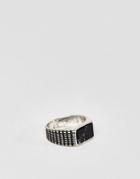 Asos Design Smart Signet Ring With Stone Interest In Black - Silver