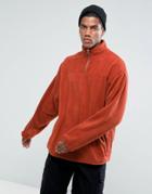 Asos Oversized Fleece Sweatshirt With Half Zip - Orange