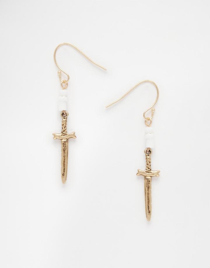 Orelia Arizona Beaded Cross Earrings - Antique Gold