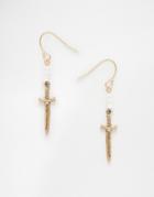 Orelia Arizona Beaded Cross Earrings - Antique Gold