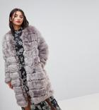 Y.a.s Tall Faux Fur Coat - Gray