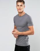 Asos Fitted Fit T-shirt With Crew Neck And Stretch - Gray