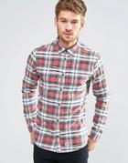 Blend Slim Check Shirt Buttondown In Cranberry Red - Cranberry Red