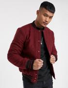 Bolongaro Trevor Wool Bomber Jacket With Contrast Sleeves-red