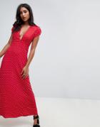 Flynn Skye Valentina Plunge Spotty Dress - Red