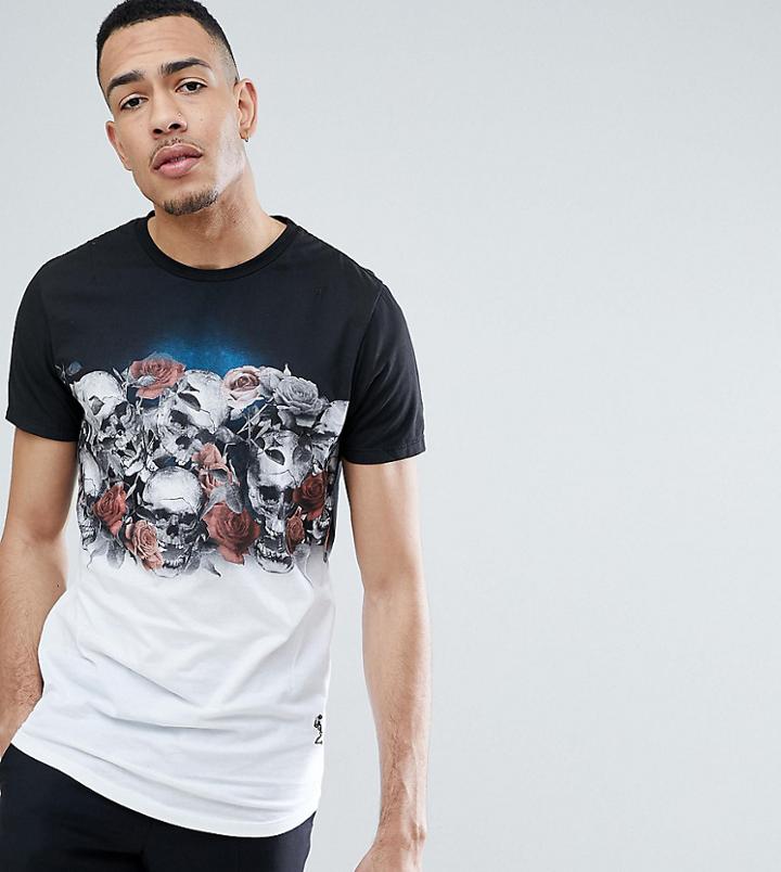Religion Tall T-shirt With Skull Roses Fade - White