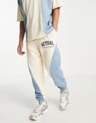 Asos Actual Relaxed Sweatpants With Curved Cut And Sew Detailing In Multi - Part Of A Set-white