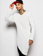 Asos Bamboo Jersey Super Longline Long Sleeve T-shirt - White