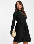 River Island High Neck Smock Dress In Black
