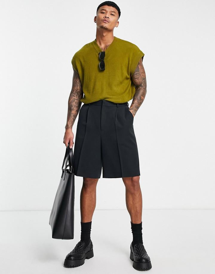 Asos Design Wide Shorts In Black