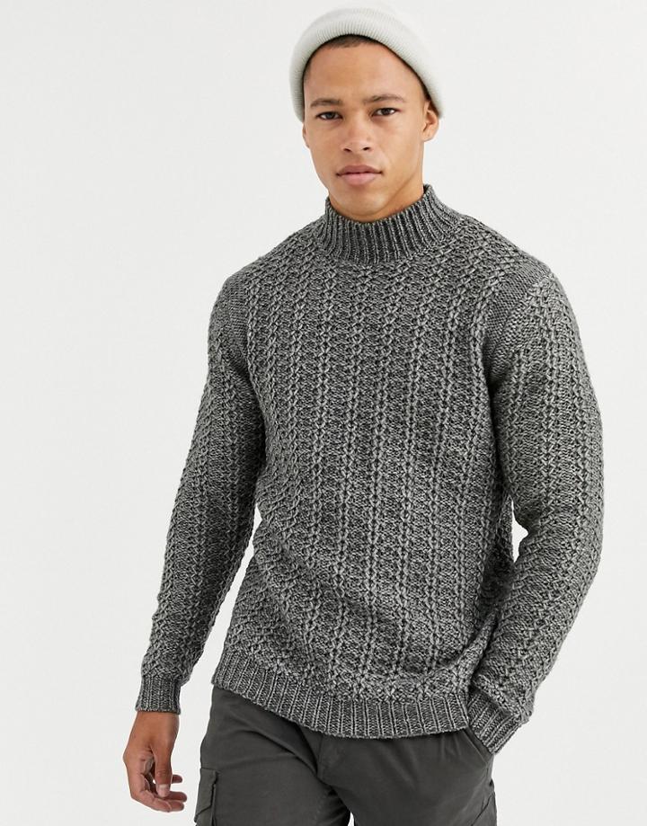 Asos Design Knitted Turtleneck Sweater With Tuck Stitch