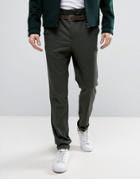 Asos Drop Crotch Sack Top Pants With Belt In Khaki - Green