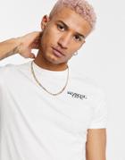 Bershka T-shirt With Chest Print In White-black