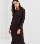 Glamorous Tall Midi Dress With Long Sleeves-black