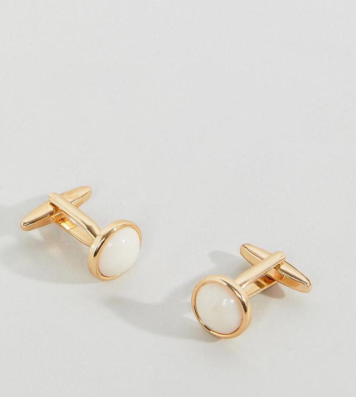 Designb Cream Stone Cufflinks Exclusive To Asos - Gold